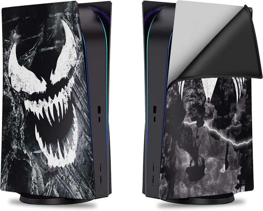 PS5 console customization with a Venom themed vinyl skin, installed at UTTECH in West Valley City
