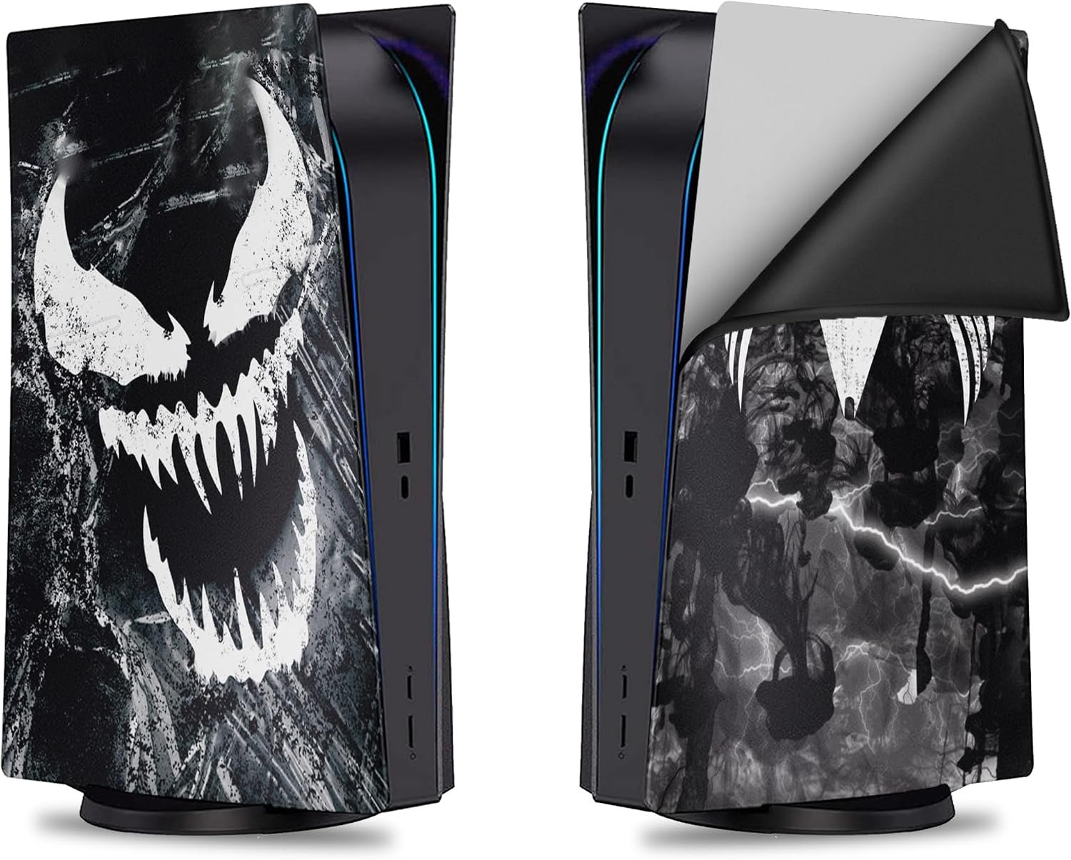 PS5 console customized with a Venom themed vinyl skin at UTTECH